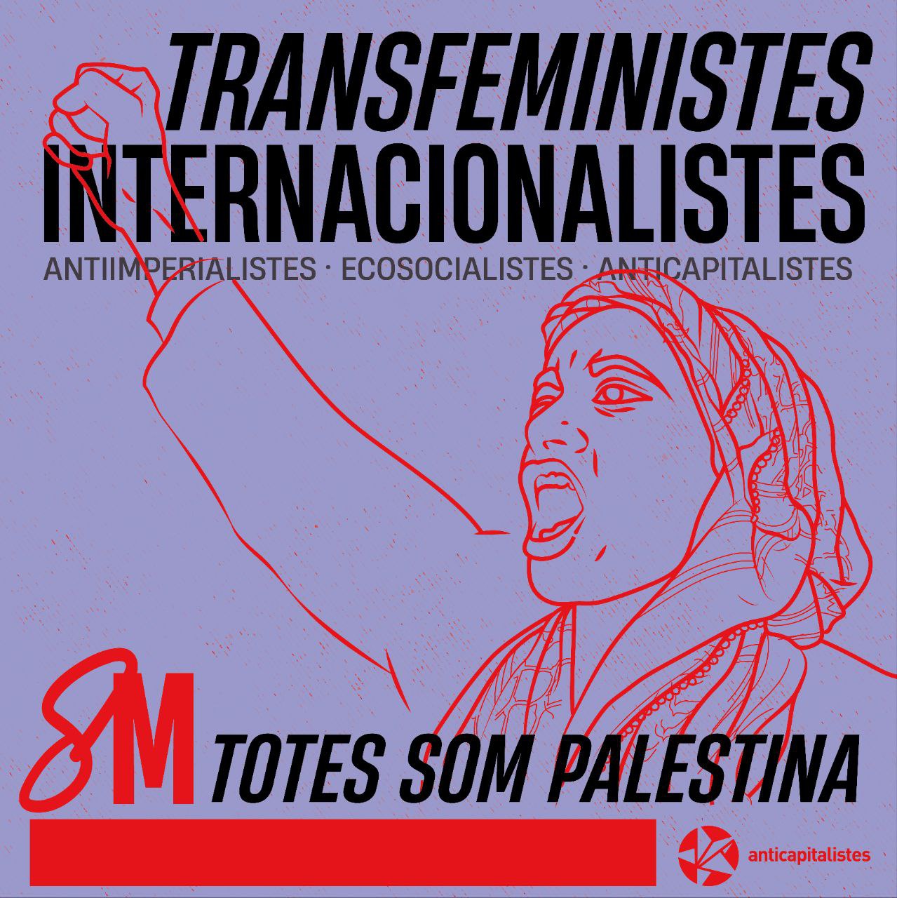Transfeministes internacionalistes, antiimperialistes, ecosocialistes, anticapitalistes. Totis som Palestina.